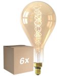 Confezione Multipack 6x Calex XXL Splash Oro LED E27 Filamento 3W 250lm- 822 Bianco Molto Caldo | Dimmerabile