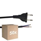 Confezione Multipack 50x Noxion Euro Cavo di alimentazione Nero - C7 Europlug + Estremità aperte - 2m - 2 pole 0,75mm2