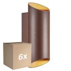 Confezione Multipack 6x Nordlux Nico Luce Da Parete Aluminium Arrugginito Up & Down | IP54 - Adatto per 2x GU10